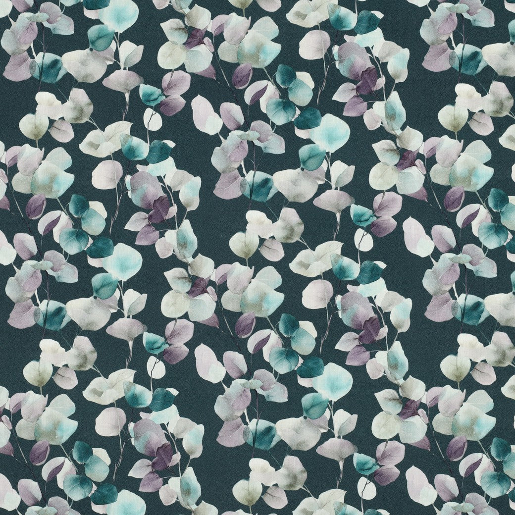 Premium 100% Cotton Fabric - Eucalyptus on Petrol