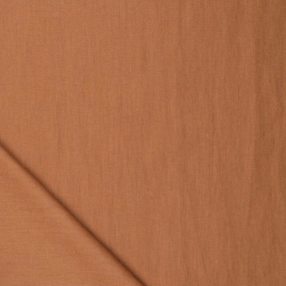 100% weich gemachter Leinenstoff - Cognac 165 g/m²