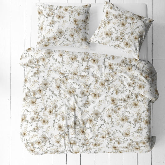 Attēls ar 100% Kokvilnas audums - balti ziedi 125 g/m² – pieejams Šarlotes audumi