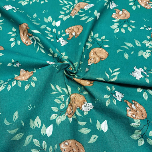 alt
100% Cotton fabric - bear with rabbit on a green background 125 g/m²