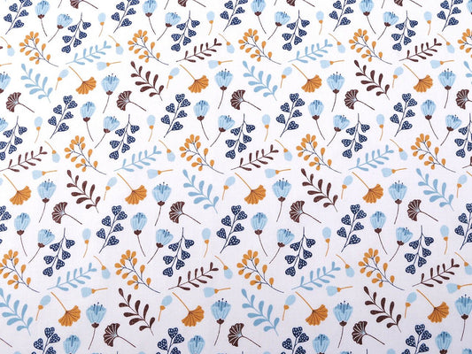 100% Cotton fabric - small blue flowers 125 g/m²