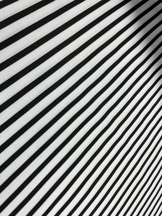 100% Cotton fabric - black and white stripes 125 g/m²