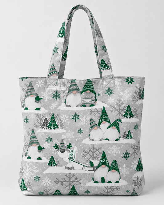 Image of a 100% cotton fabric gnome with a green hat – available online at Charlotte's Fabrics