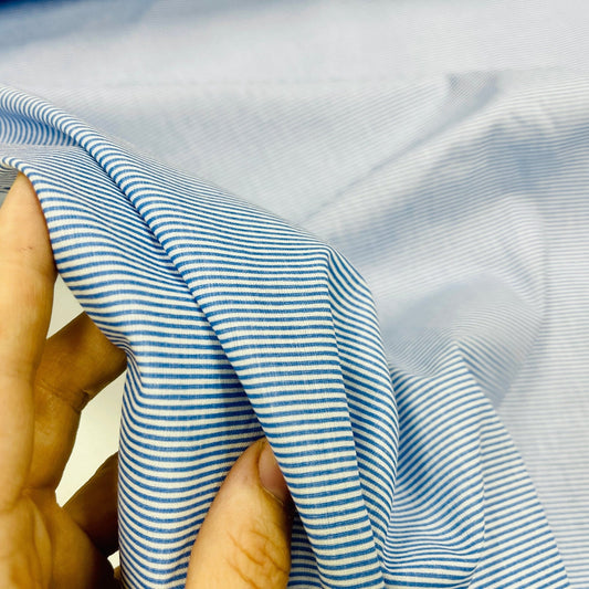 100% Cotton fabric - fine blue stripes 125 g/m²