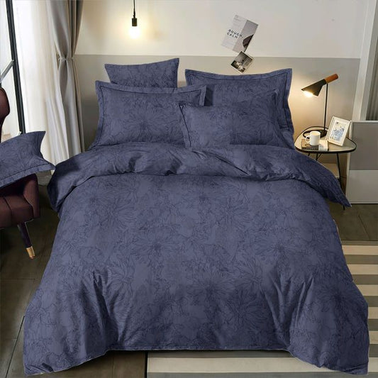 Attēls ar 100% Kokvilnas audums - ziedi uz tumši zila 220cm 146 g/m² – pieejams Šarlotes audumi