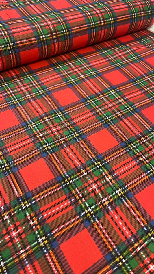 Image of 100% cotton fabric - Christmas red plaid - available online at Charlotte Fabrics