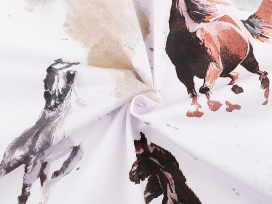 Image with 100% cotton fabric - horses, 125 g/m² – available at Šarlotes audumi