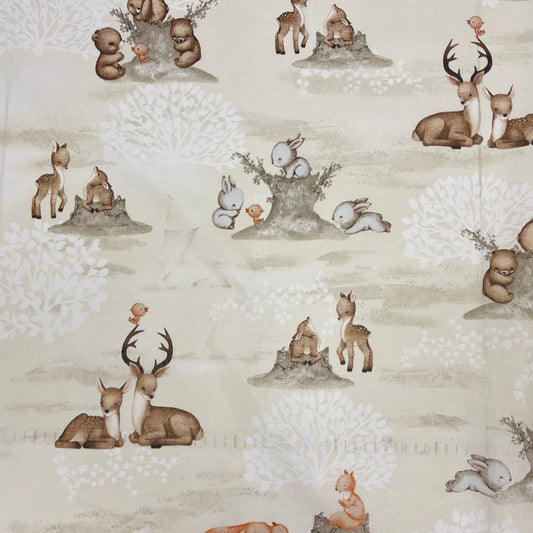100% Cotton fabric - animals by the stump 125 g/m²