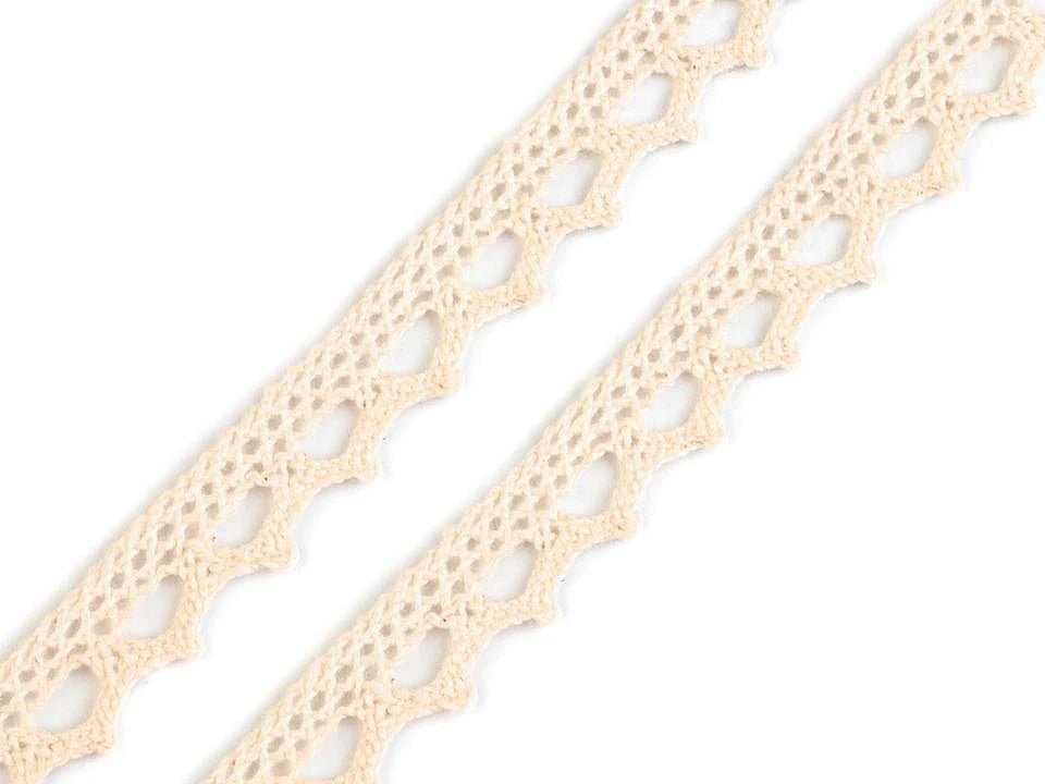 100% Cotton Lace - 1.1 cm Cream-Colored