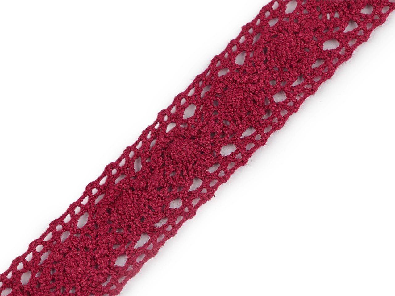 Image avec dentelle 100 % coton 3 cm - bordeaux – disponible chez Šarlotes audumi