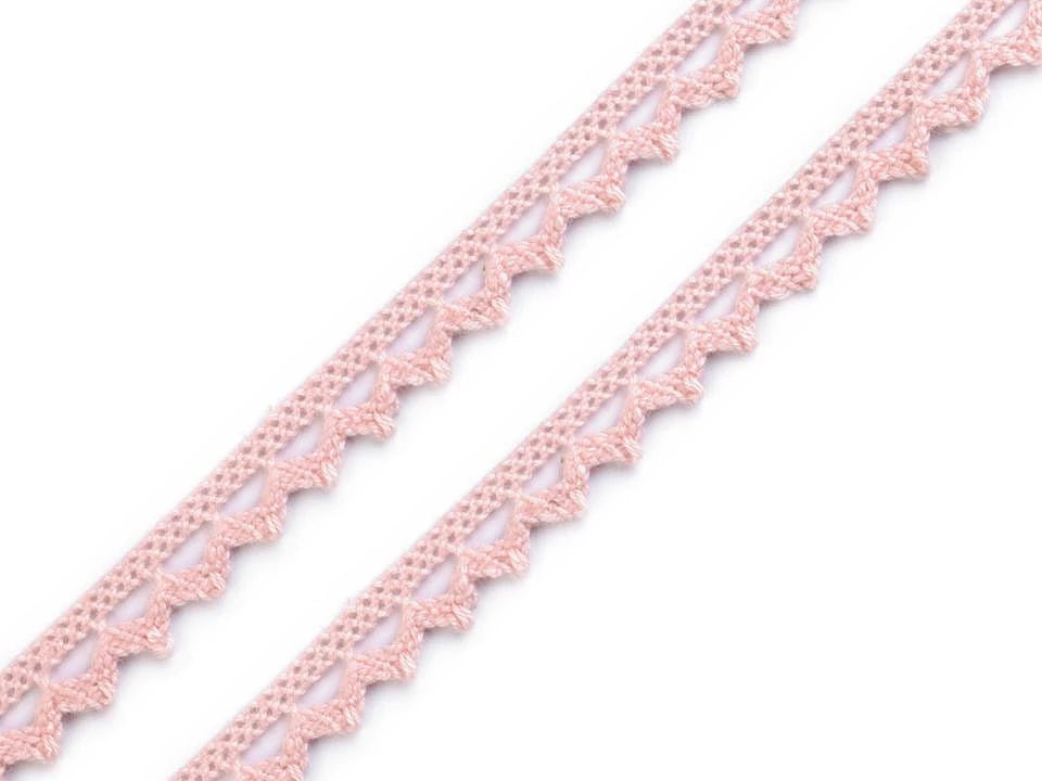Image avec dentelle en coton 100 % 9 mm - rose – disponible chez Šarlotes audumi