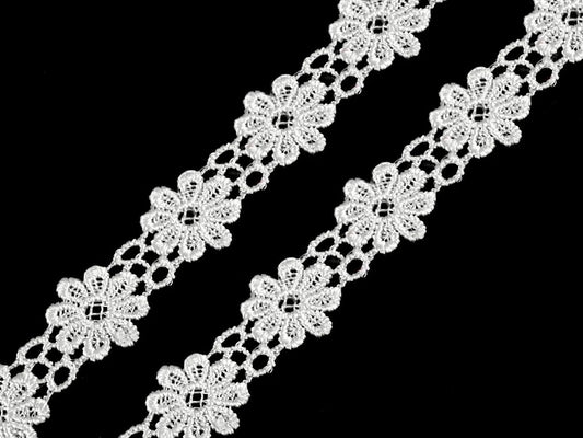 Image of 100% cotton lace, 2cm ribbon - white daisy – available at Charlotte's Fabrics