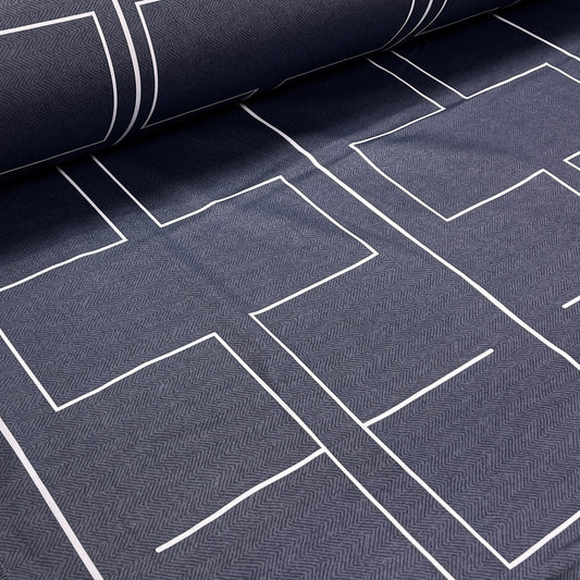 100 % satin de coton - motif géométrique 220 cm 125 g/m²