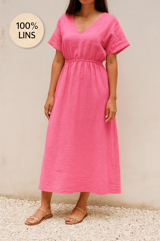 100% Softened linen - fuchsia pink 165 g/m²