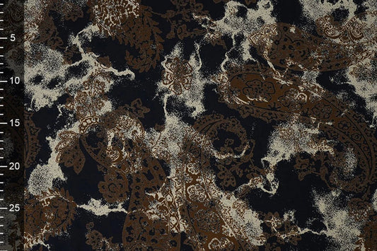 Image avec tissu 100 % viscose - motif brun et noir 135 g/m² – disponible chez Šarlotes audumi
