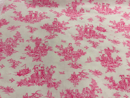 100% viscose fabric - pink porcelain pattern 125 g/m²