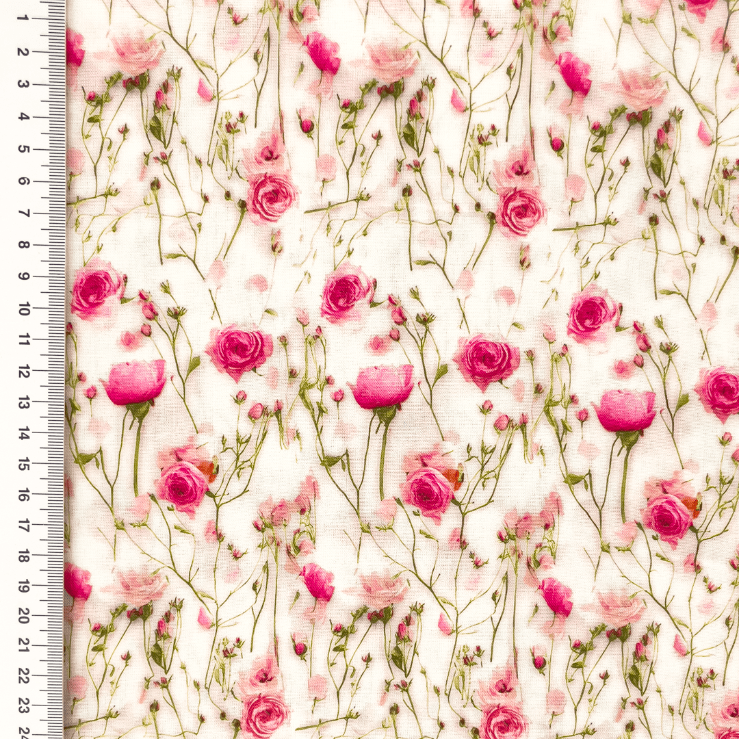 Tissu 100 % viscose - petites roses 110 g/m²