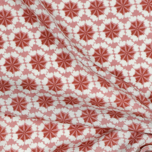 100% viscose fabric - dusty pink floral motif 105 g/m²