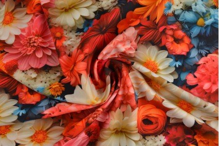 100% viscose fabric - flowers 110 g/m²