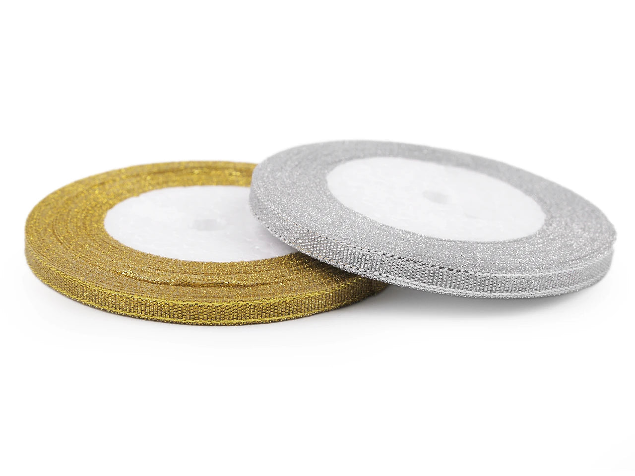 Frayed ribbon with lurex | 6 mm 22.5 m | gold or silver