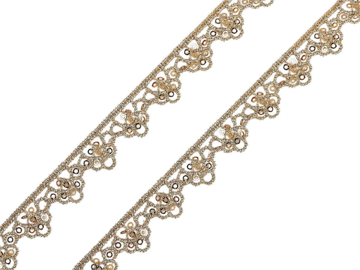 Decorative guipure lace ribbon with sequins – 13 mm