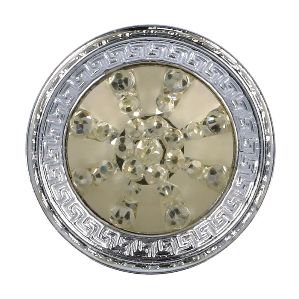 Decorative button with rhinestones in the center, silver