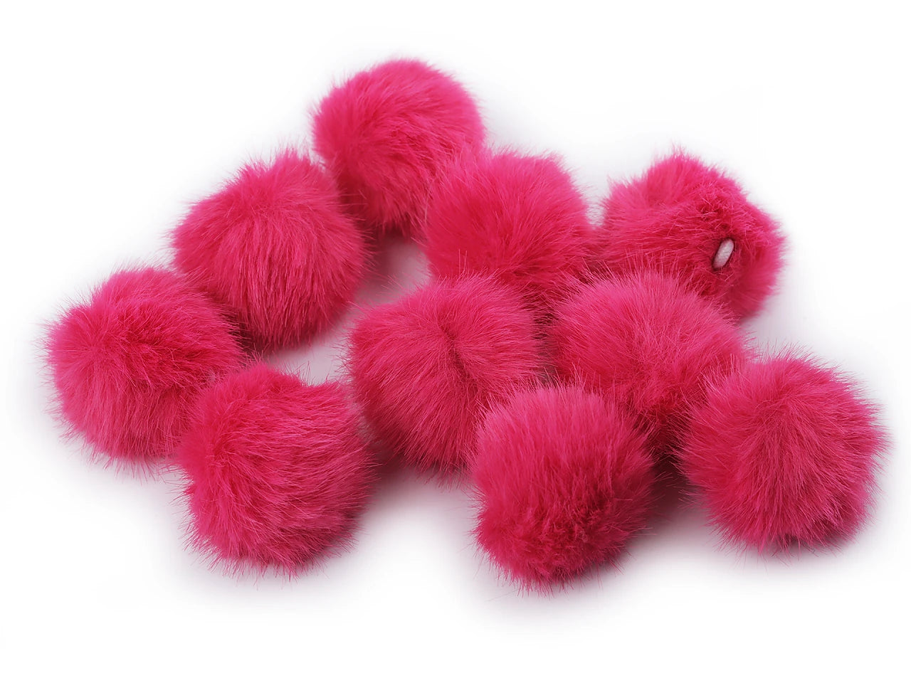 Mākslīgās kažokādas pompons ar cilpiņu Ø 3,5 cm, 10 gab. – rozā