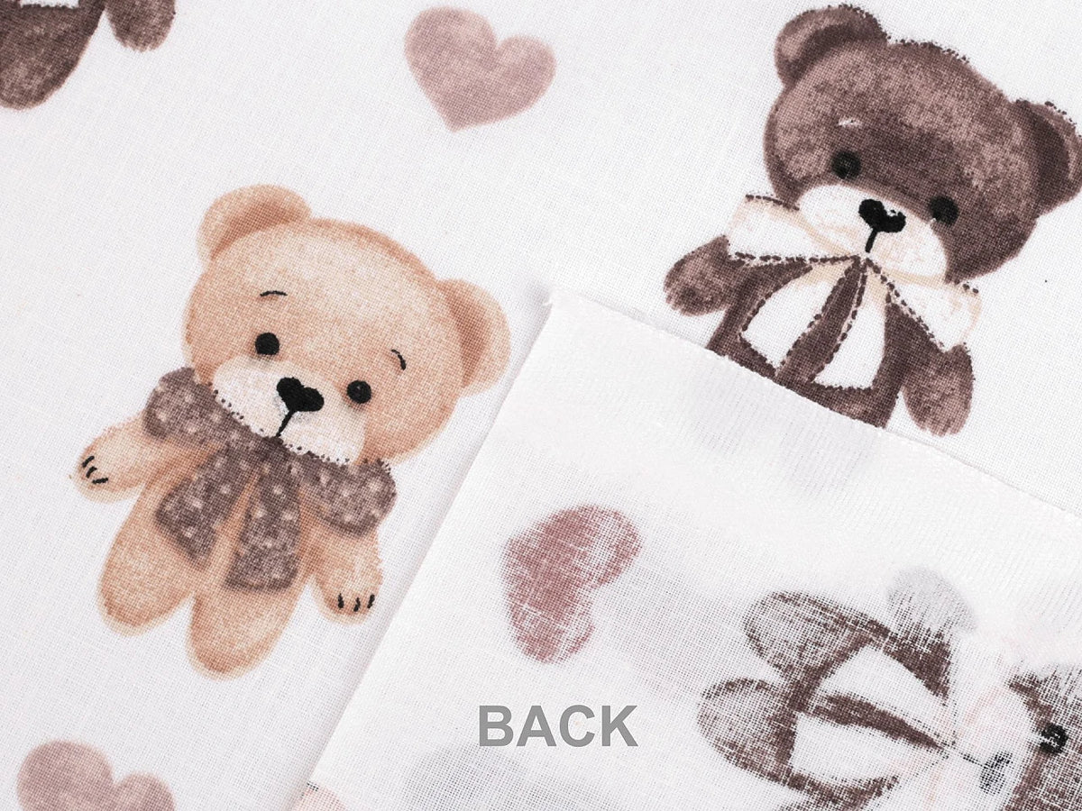 100% Cotton Fabric - Bears and Hearts