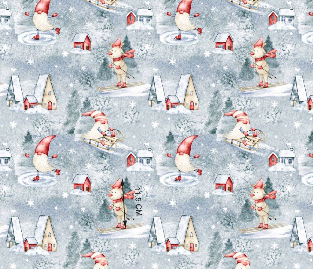 100% Cotton Fabric - Gnomes on Skates