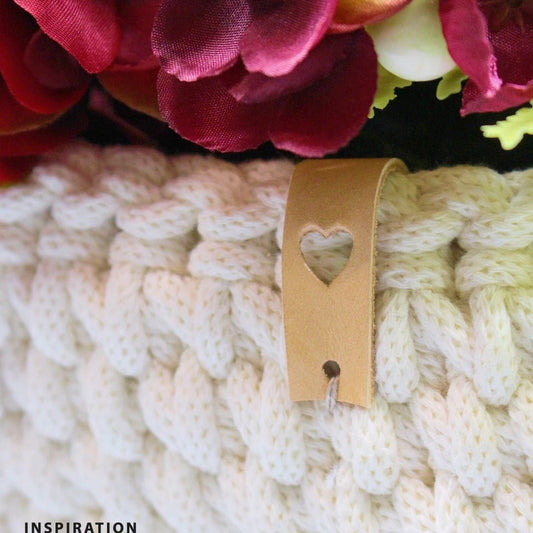 Leather tag with heart cutout, shade #2