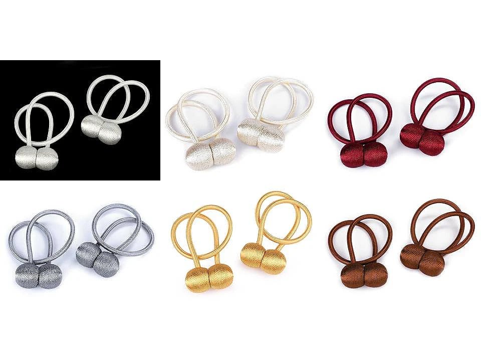 Curtain holder with magnet - brown cognac (set of 2 pcs)