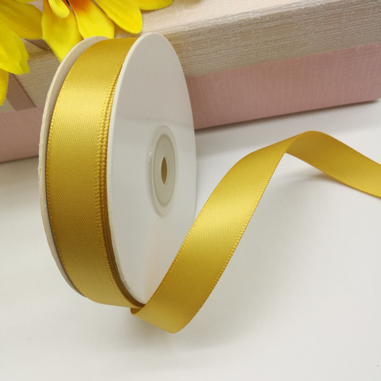 Satin ribbon - gold 38 mm (pack of 25 m)