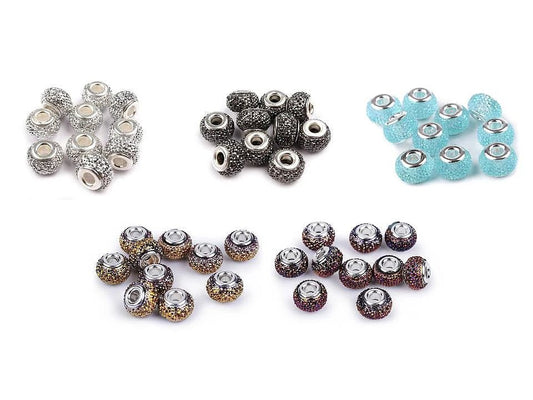 Image de perles "Charm" à effet métallisé | 9 × 14 mm 10 pcs | couleurs assorties – disponible chez Šarlotes audumi