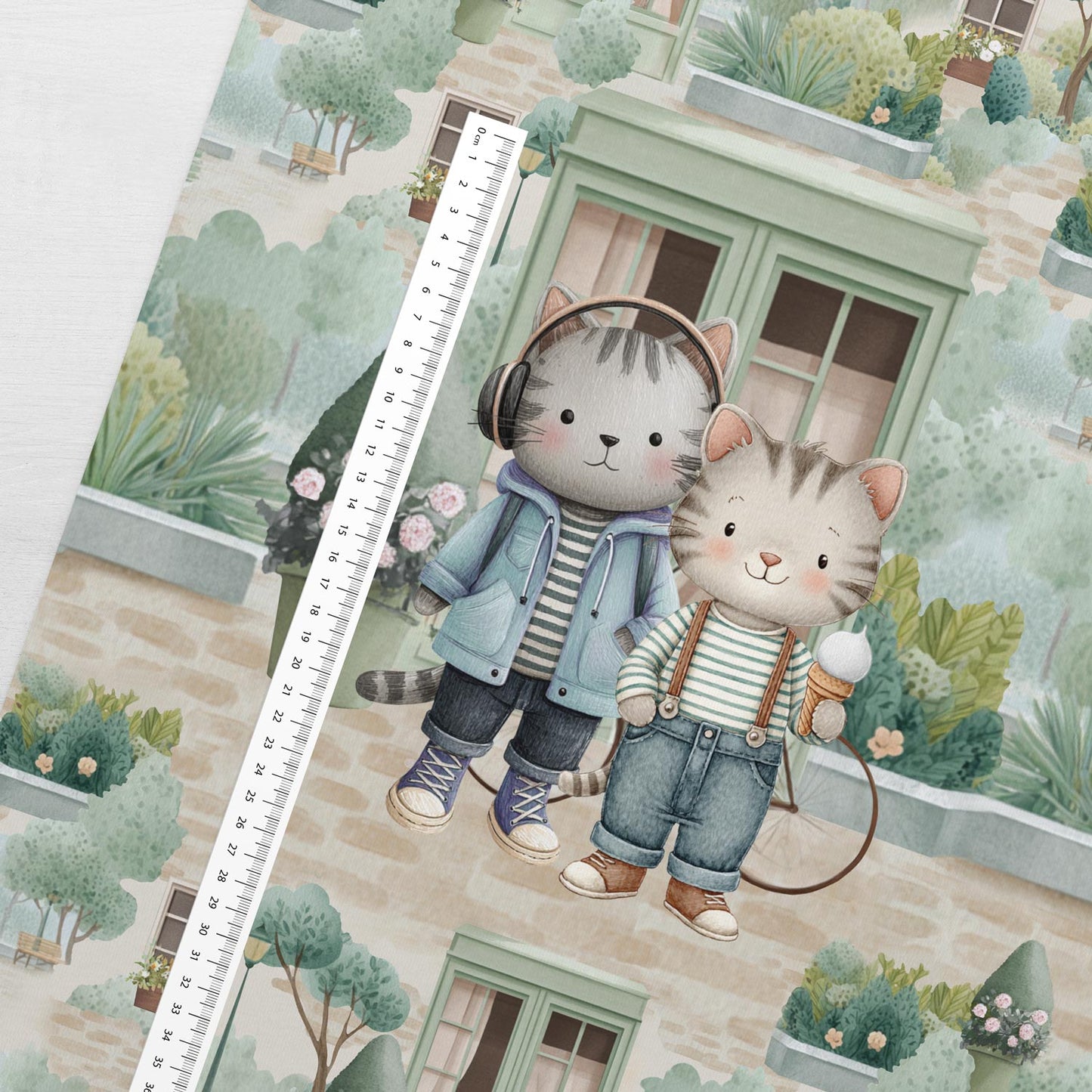 Image of a loop-knit panel 40x50 cm - city tomcats stroll 250 g/m² – available at Charlotte’s Fabrics