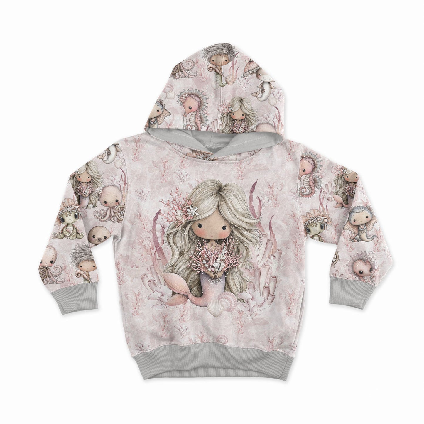 Image du panneau en tricot bouclé - sirène océan perle 250 g/m² | Design - 16 – disponible chez Šarlotes audumi