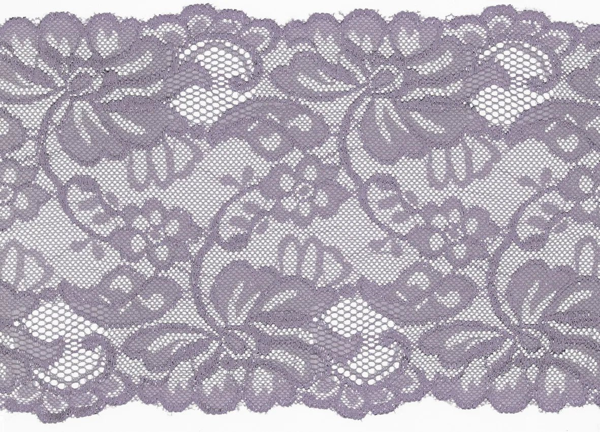 Dentelle élastique - 15 cm - lilas fumé