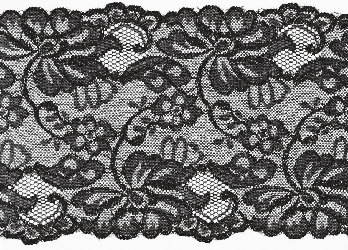 Elastīgā mežģīne - 15 cm - melna