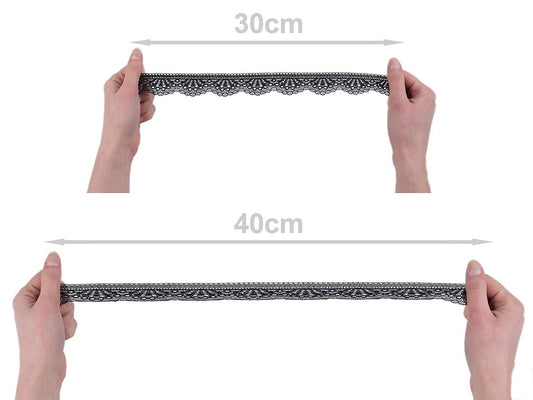 Attēls ar Elastīgā mežģīne 3 cm - melna – pieejams Šarlotes audumi