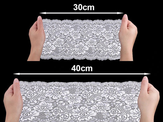 Elastic polyester lace - 18 cm white