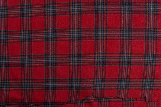Image of red plaid flannel – available online at Charlotte's Fabrics