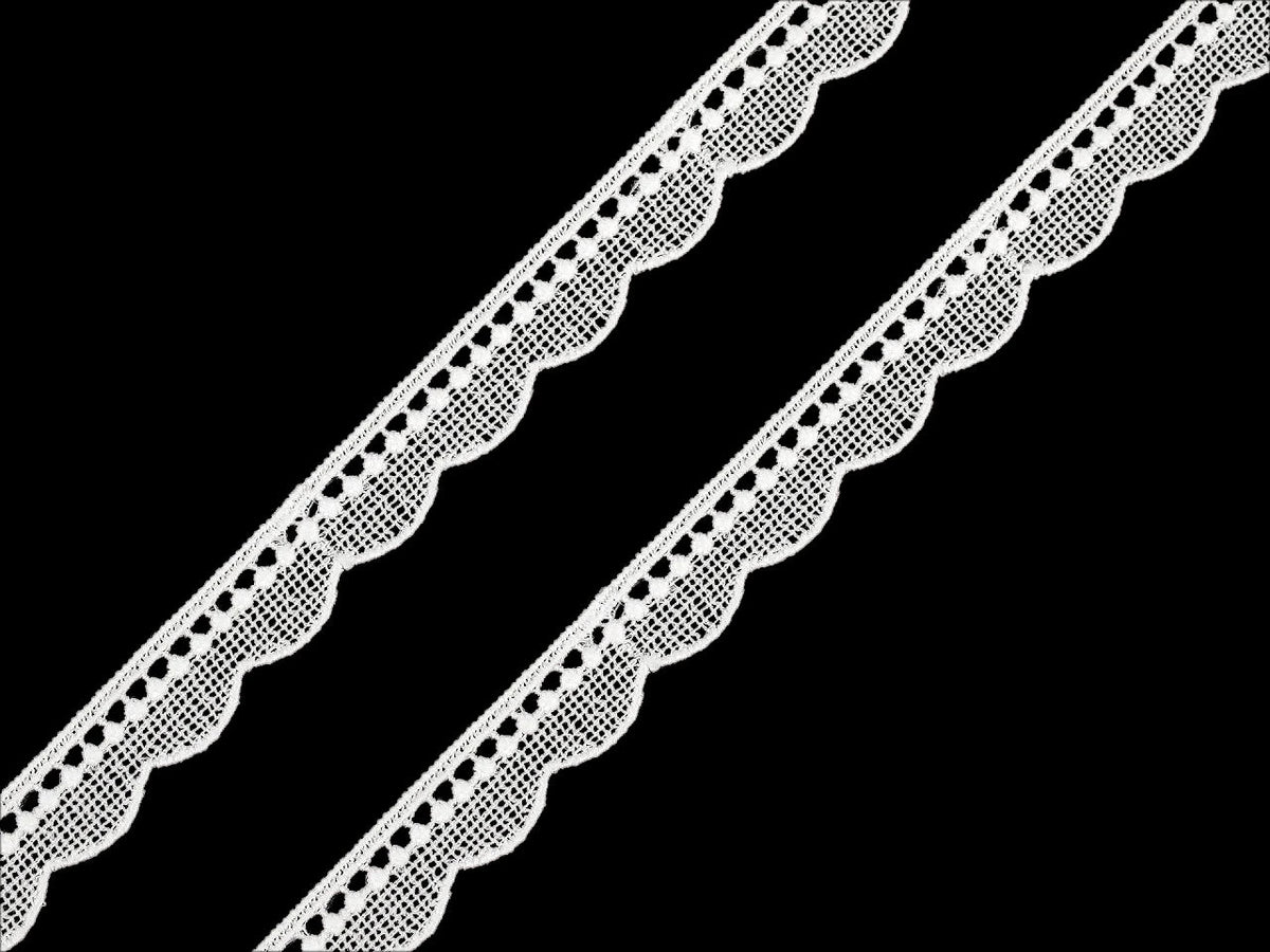 Image of guipure lace ribbon, milky white – 11 mm / 15 mm – available online at Charlotte Fabrics