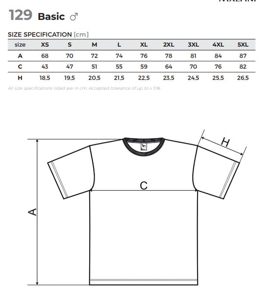 T-Shirt Malfini 100% Baumwolle 160 g/m²-weiß