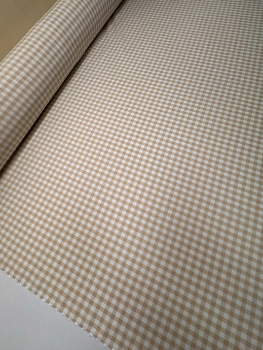 Attēls ar Itālijas viskozes un poliamīda audums bēšs rūtiņu raksts 130 g/m2 – pieejams Šarlotes audumi