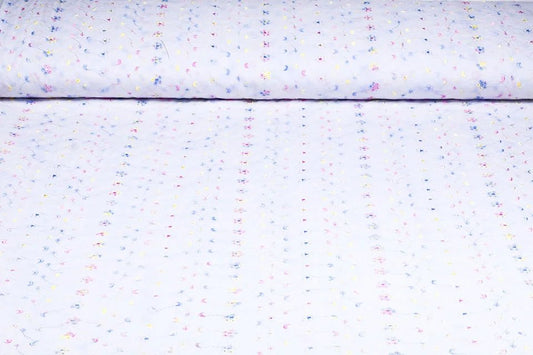 Embroidered cotton fabric - colorful embroidery 110 g/m²