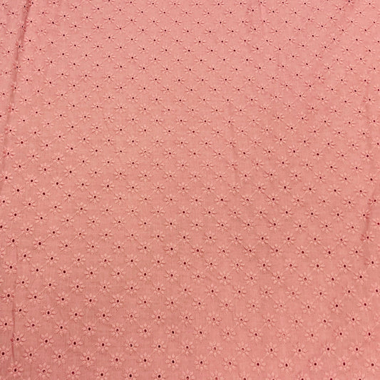 Embroidered cotton fabric - dusty pink floral motif 110 g/m²