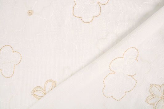 Embroidered cotton fabric - flowers 110 g/m²