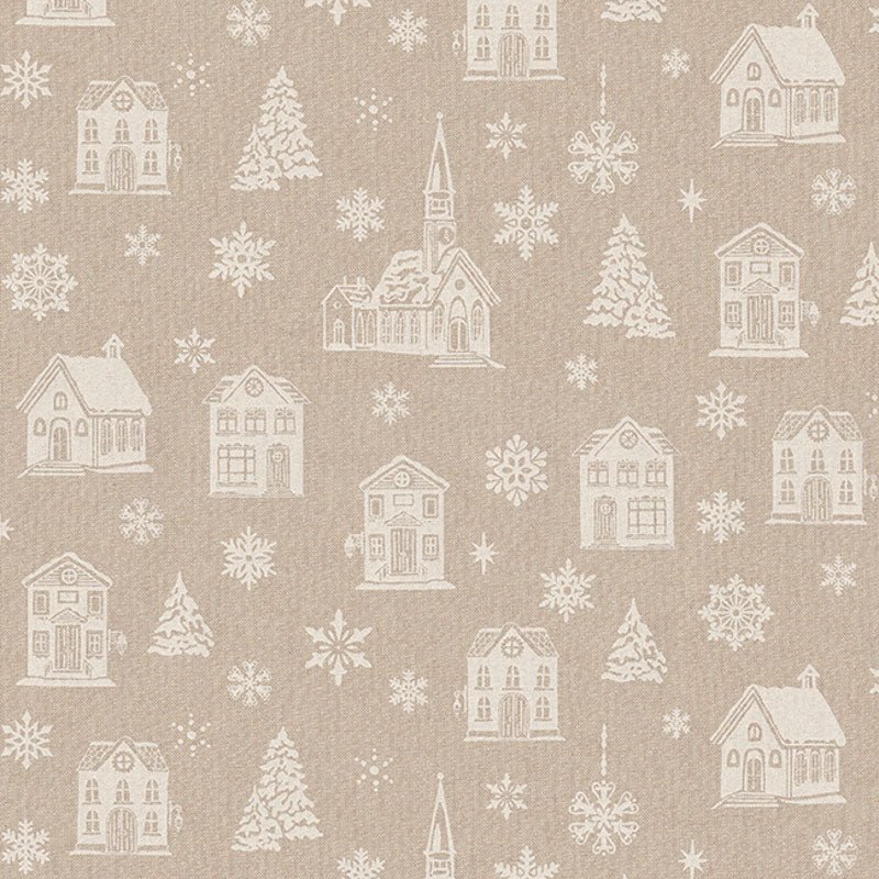 Toile, maisons en hiver – disponible en ligne chez Šarlotes audumi