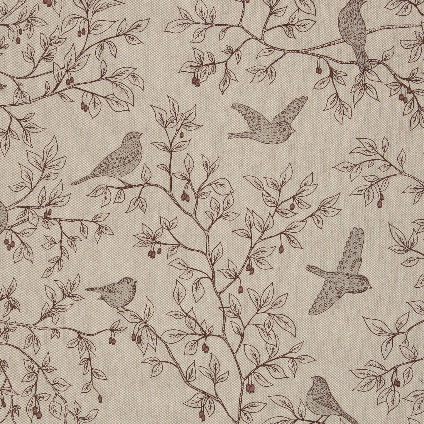 Attēls ar Kanvas audums-putni ar lapām 205 g/m² – pieejams Šarlotes audumi