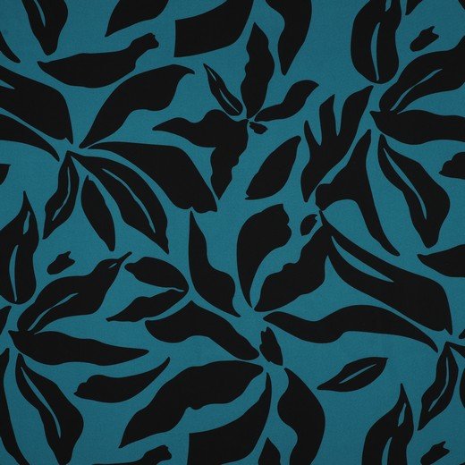 Image of a dress fabric with elastane - mottled pattern on a petrol background 80 g/m² – available at Šarlotes audumi
