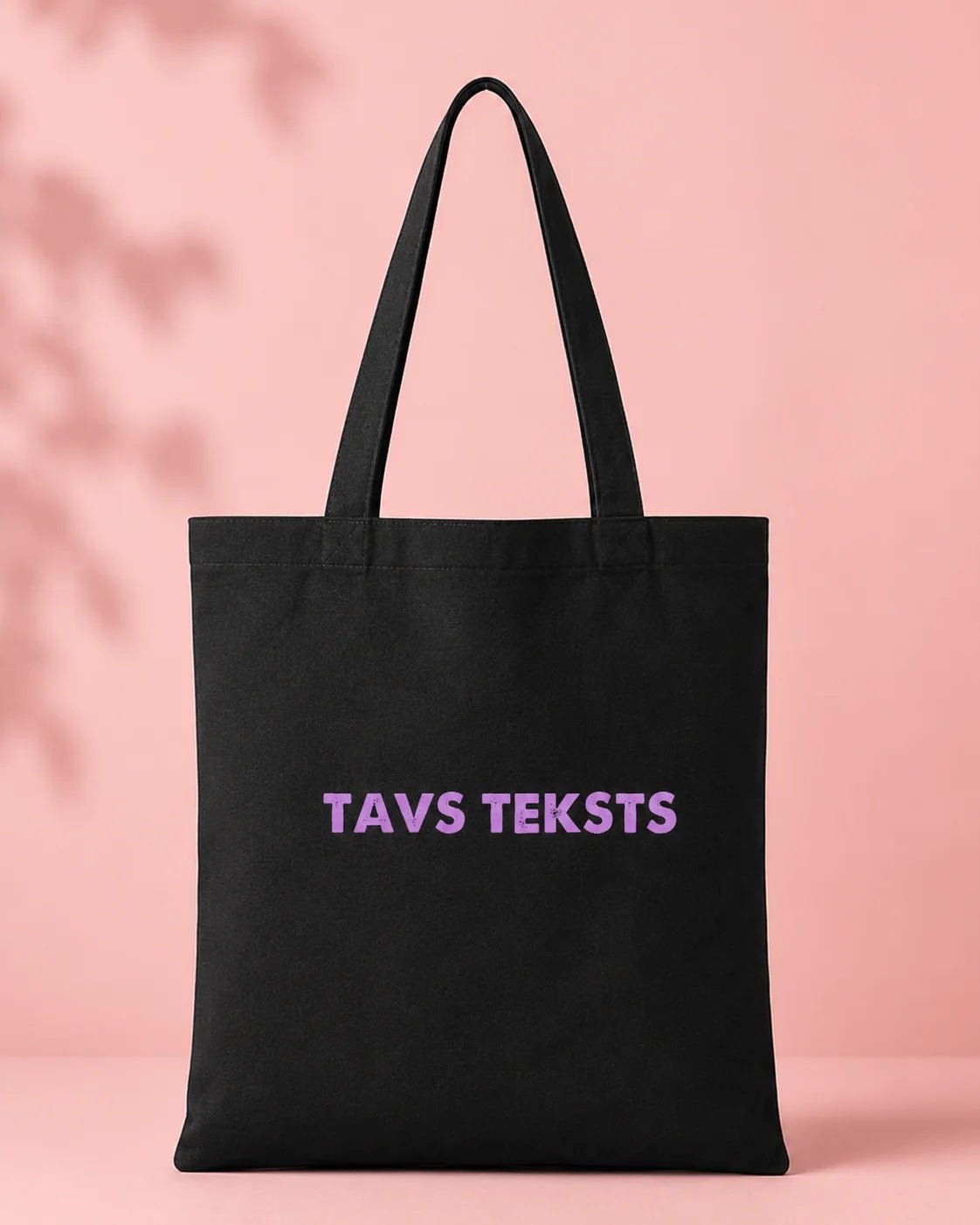 Attēls ar Kokvilnas auduma melns maisiņš ar Tavu tekstu – pieejams internetā Šarlotes audumi